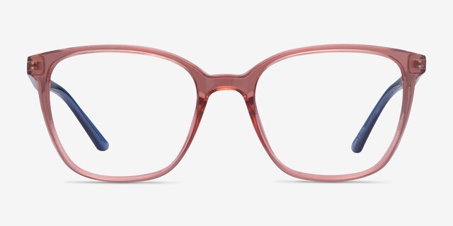 Identical Clear Pink & Clear Blue PlasticEyeglass Frames from EyeBuyDirect, Front View