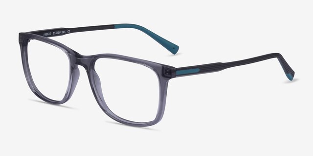 Freeze Clear Gray PlastiqueMontures de lunettes de vue d'EyeBuyDirect, Vue d'Angle