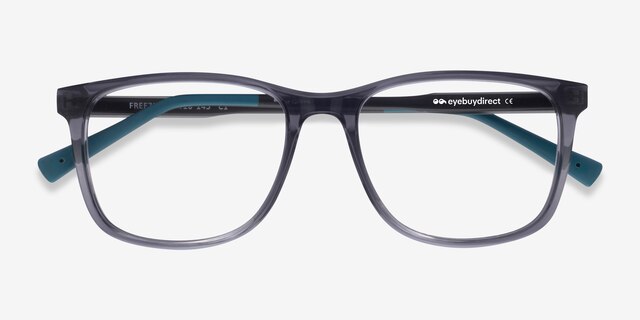 Freeze Clear Gray PlastiqueMontures de lunettes de vue d'EyeBuyDirect, Vue Rapprochée