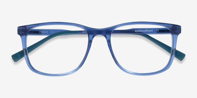 Freeze Clear Blue PlasticEyeglass Frames from EyeBuyDirect, Closed View