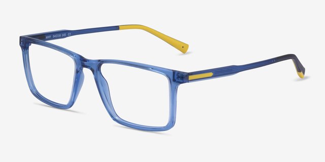 Why Blue PlasticEyeglass Frames from EyeBuyDirect, Angle View