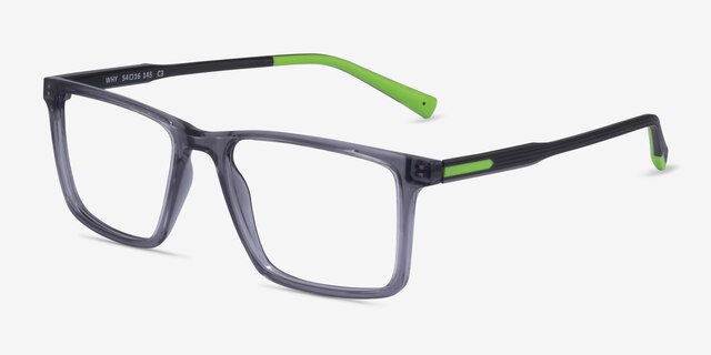 Why Gray PlasticEyeglass Frames from EyeBuyDirect, Angle View