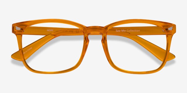 Hope Clear Orange PlasticEyeglass Frames from EyeBuyDirect, Closed View
