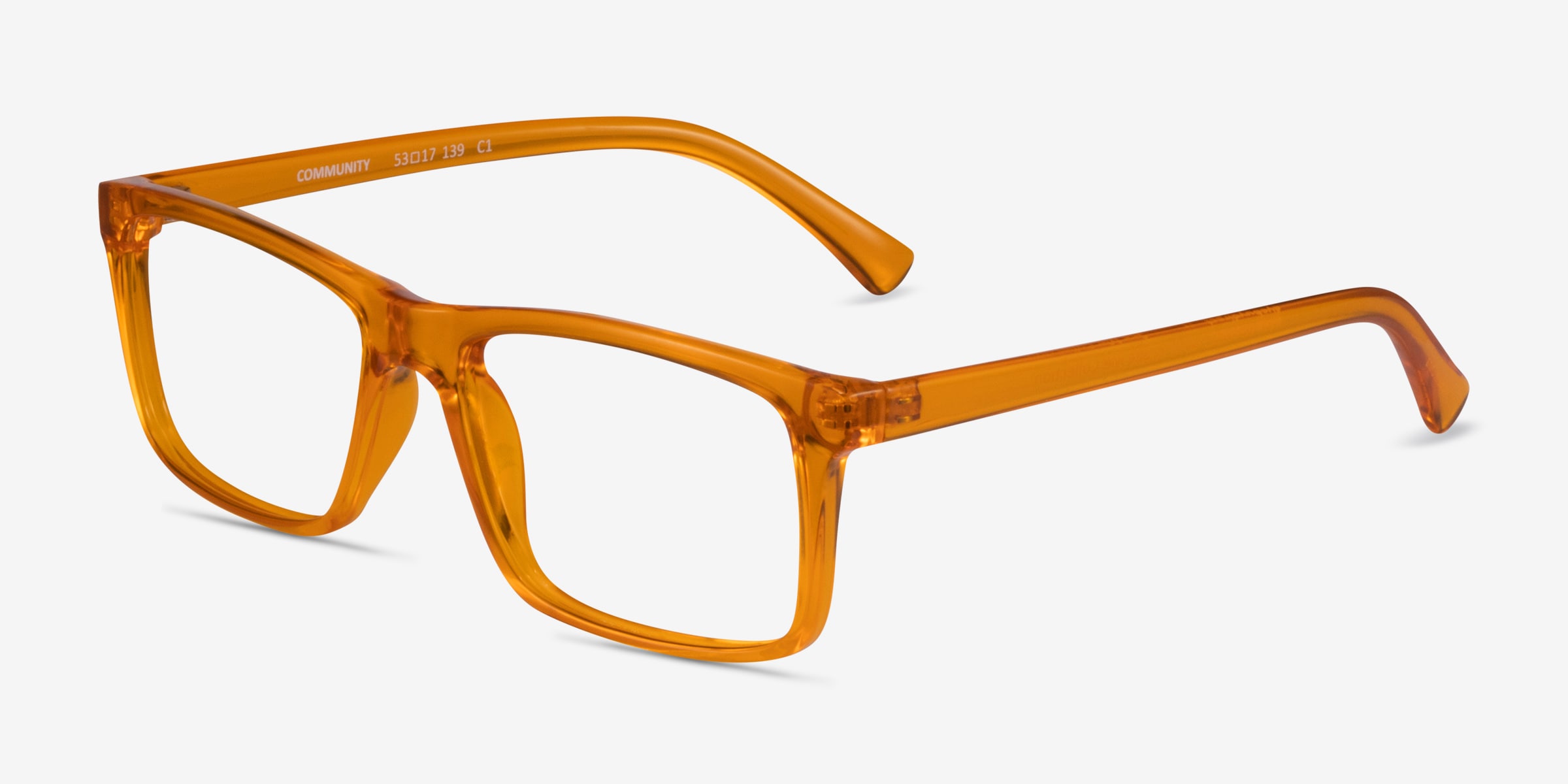 Community Rectangle Clear Orange Full Rim Eyeglasses 