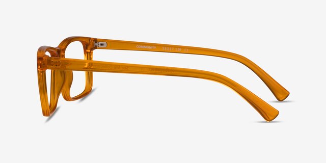 Community Clear Orange PlasticEyeglass Frames from EyeBuyDirect, Side View