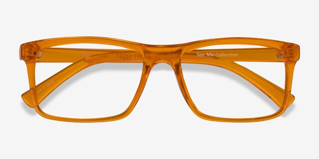 Community Clear Orange PlasticEyeglass Frames from EyeBuyDirect, Closed View