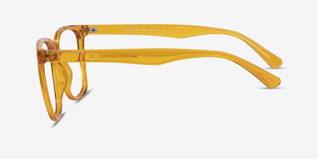 Freedom Clear Orange PlasticEyeglass Frames from EyeBuyDirect, Side View