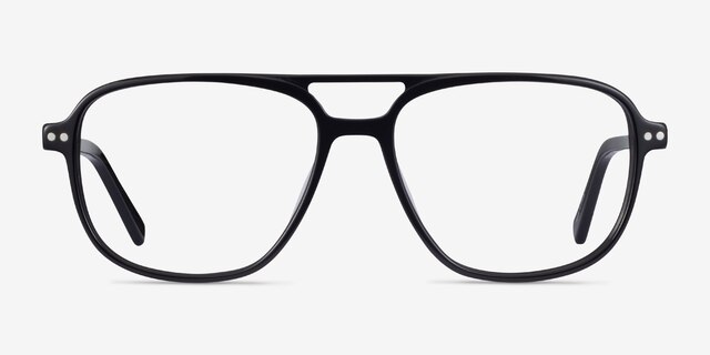 Spirit Black AcetateEyeglass Frames from EyeBuyDirect, Front View