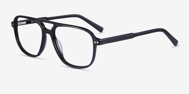 Spirit Black AcetateEyeglass Frames from EyeBuyDirect, Angle View