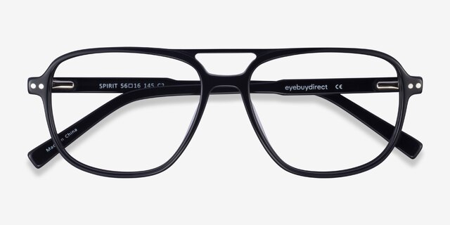 Spirit Black AcetateEyeglass Frames from EyeBuyDirect, Closed View