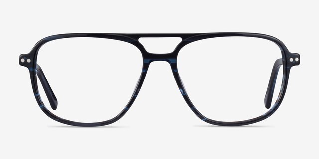 Spirit Blue Striped AcetateEyeglass Frames from EyeBuyDirect, Front View