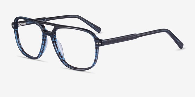 Spirit Blue Striped AcetateEyeglass Frames from EyeBuyDirect, Angle View