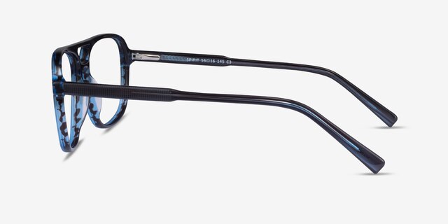 Spirit Blue Striped AcetateEyeglass Frames from EyeBuyDirect, Side View