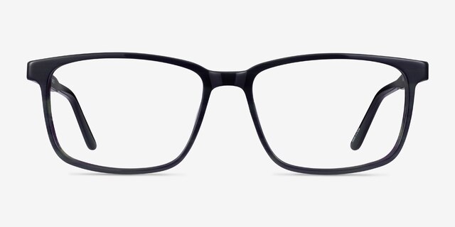 Shift Green Black Striped AcetateEyeglass Frames from EyeBuyDirect, Front View
