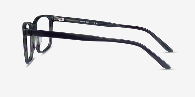 Shift Green Black Striped AcetateEyeglass Frames from EyeBuyDirect, Side View