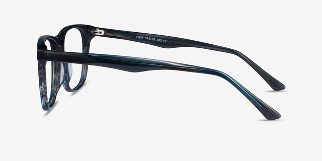 Easy Blue Striped AcetateEyeglass Frames from EyeBuyDirect, Side View