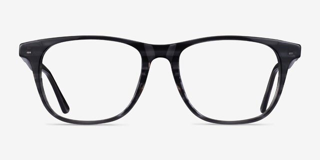 Easy Gray Striped AcetateEyeglass Frames from EyeBuyDirect, Front View