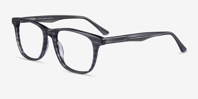 Easy Gray Striped AcetateEyeglass Frames from EyeBuyDirect, Angle View