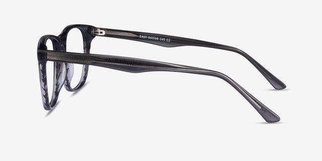 Easy Gray Striped AcetateEyeglass Frames from EyeBuyDirect, Side View