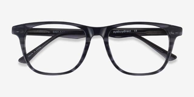 Easy Gray Striped AcetateEyeglass Frames from EyeBuyDirect, Closed View