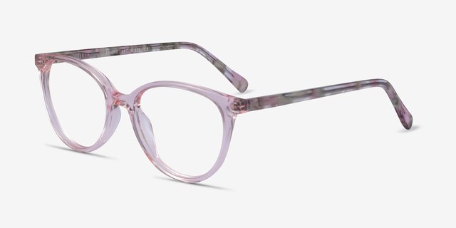 Friend Clear Pink Floral AcetateEyeglass Frames from EyeBuyDirect, Angle View
