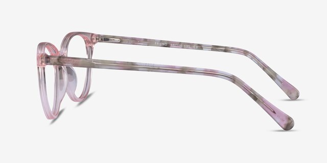 Friend Clear Pink Floral AcetateEyeglass Frames from EyeBuyDirect, Side View