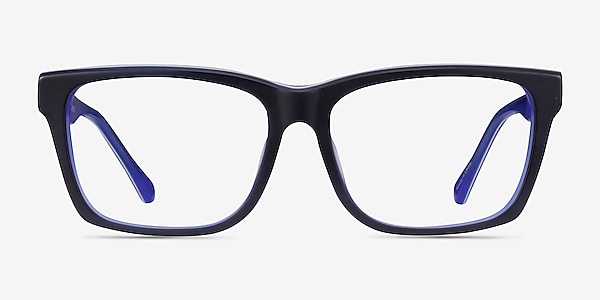 Shuffle  Matte Black Blue Acetate Eyeglass Frames