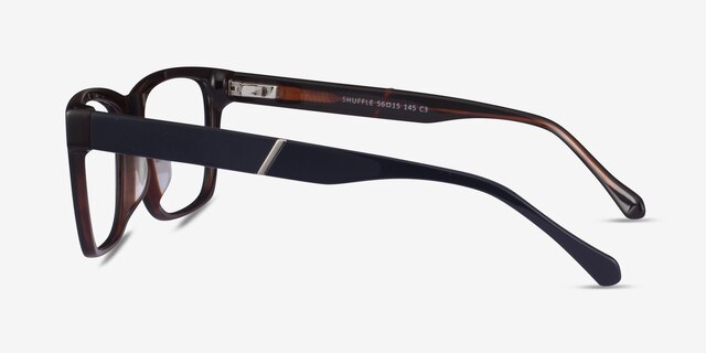 Shuffle Navy Brown AcetateEyeglass Frames from EyeBuyDirect, Side View