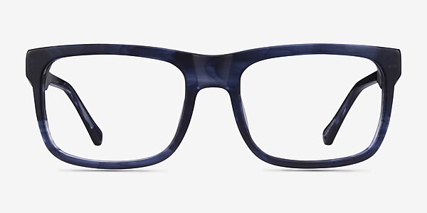 Ylem Matte Blue Striped Acetate Eyeglass Frames