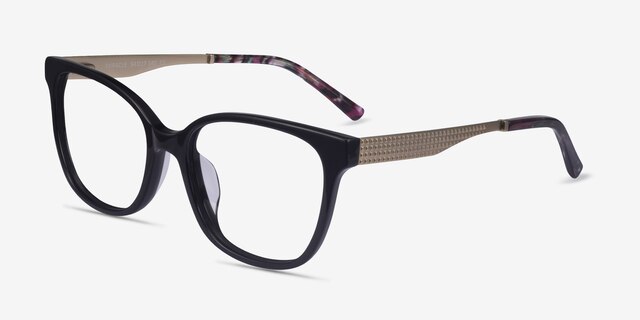 Miracle Black Gold AcetateEyeglass Frames from EyeBuyDirect, Angle View