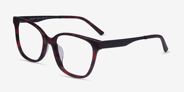 Miracle Red Tortoise  Black AcetateEyeglass Frames from EyeBuyDirect, Angle View