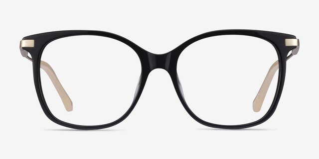 Celestial Black  Gold AcetateEyeglass Frames from EyeBuyDirect, Front View
