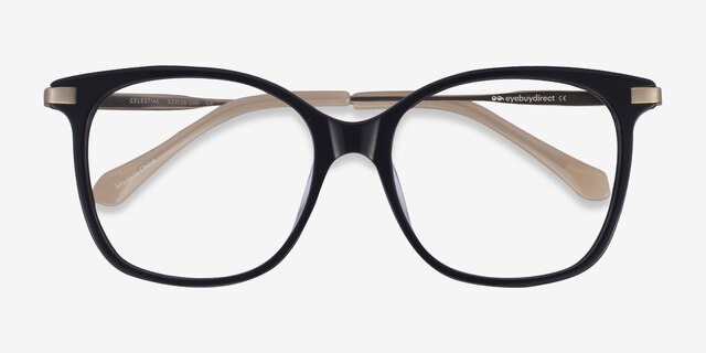 Celestial Black  Gold AcetateEyeglass Frames from EyeBuyDirect, Closed View