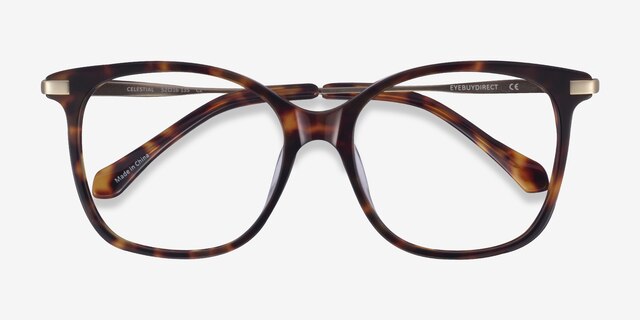 Celestial Tortoise  Gold AcétateMontures de lunettes de vue d'EyeBuyDirect, Vue Rapprochée