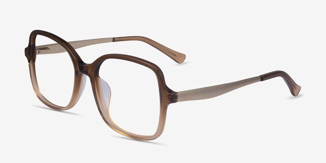 Clematis Clear Brown AcetateEyeglass Frames from EyeBuyDirect, Angle View