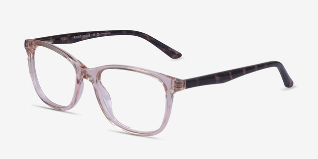 Paint Clear Pink Floral PlasticEyeglass Frames from EyeBuyDirect, Angle View