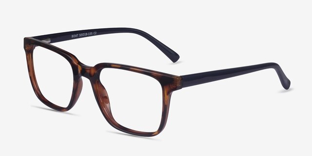 Boat Tortoise Navy PlasticEyeglass Frames from EyeBuyDirect, Angle View