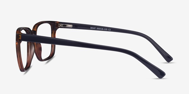 Boat Tortoise Navy PlasticEyeglass Frames from EyeBuyDirect, Side View