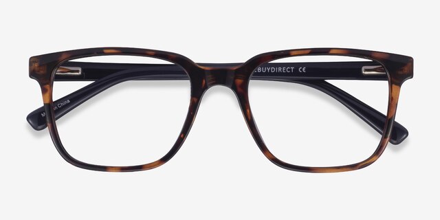 Boat Tortoise Navy PlasticEyeglass Frames from EyeBuyDirect, Closed View