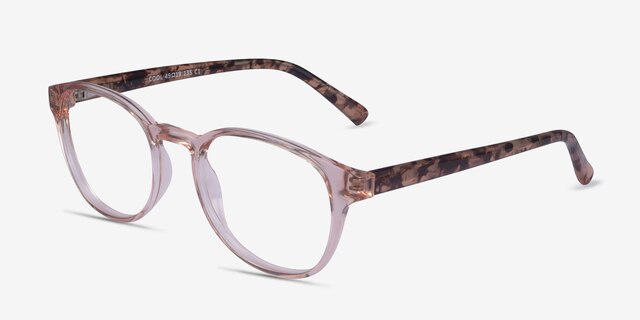 Cool Clear Pink Floral PlasticEyeglass Frames from EyeBuyDirect, Angle View