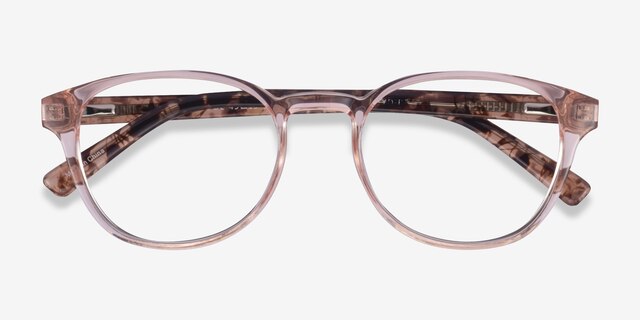 Cool Clear Pink Floral PlasticEyeglass Frames from EyeBuyDirect, Closed View