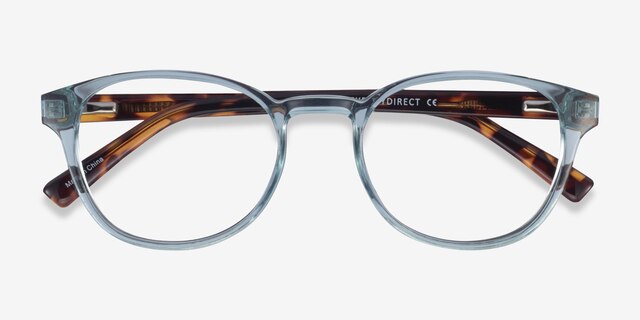 Cool Clear Blue Tortoise PlasticEyeglass Frames from EyeBuyDirect, Closed View