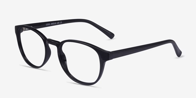 Cool Black PlasticEyeglass Frames from EyeBuyDirect, Angle View
