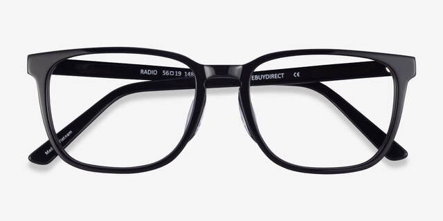 Radio Black AcetateEyeglass Frames from EyeBuyDirect, Closed View