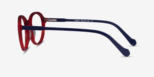 Happy Clear Red Navy AcetateEyeglass Frames from EyeBuyDirect, Side View