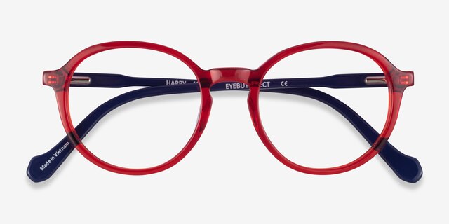Happy Clear Red Navy AcetateEyeglass Frames from EyeBuyDirect, Closed View