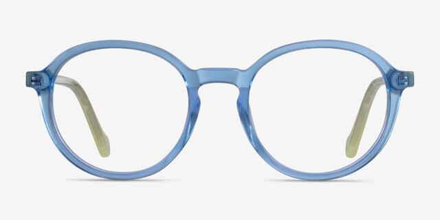 Happy Clear Blue Green AcetateEyeglass Frames from EyeBuyDirect, Front View