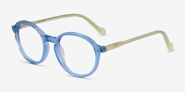 Happy Clear Blue Green AcetateEyeglass Frames from EyeBuyDirect, Angle View