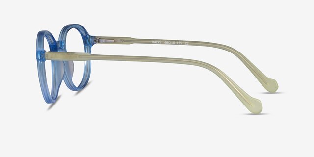 Happy Clear Blue Green AcetateEyeglass Frames from EyeBuyDirect, Side View