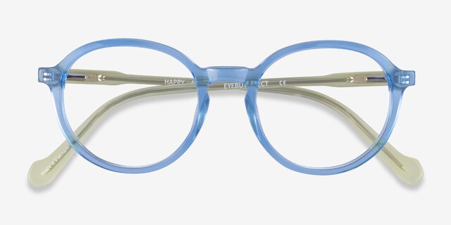 Happy Clear Blue Green AcetateEyeglass Frames from EyeBuyDirect, Closed View